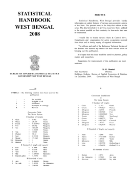 Statistical Handbook West Bengal 2008