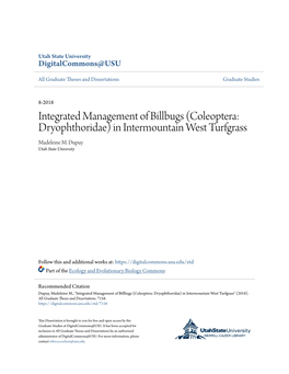 Integrated Management of Billbugs (Coleoptera: Dryophthoridae) in Intermountain West Turfgrass Madeleine M