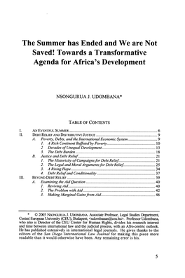 Summer Has Ended and We Are Not Saved! Towards a Transformative Agenda for Africa's Development