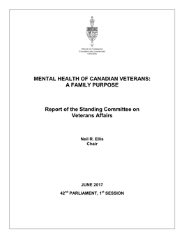 Mental Health of Canadian Veterans: a Family Purpose