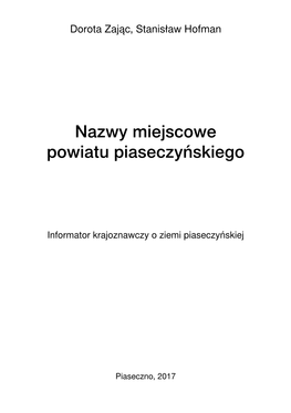 Nazwy Miejscowe Powiatu Piaseczyńskiego