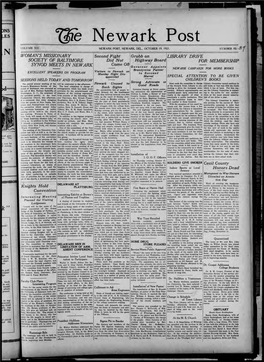 L1le Newark ·Post VOLUME XII NEWARK POST, NEWARK, DEL., OCTOBER 19, 1921