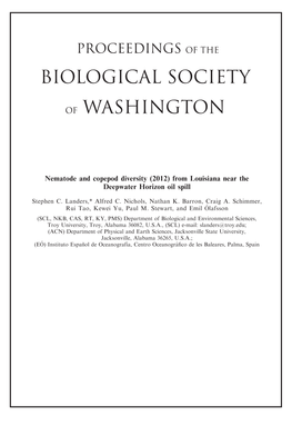 Nematode and Copepod Diversity (2012) from Louisiana Near the Deepwater Horizon Oil Spill