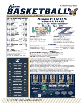 Akron Zips (14-4, 12-3 MAC) at Ohio (11-6, 7-4 MAC)