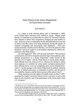 Train Wreck at the Justice Department: an Eyewitness Account