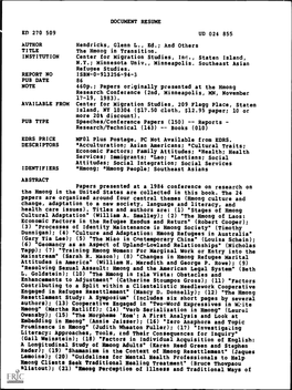 DOCUMENT RESUME ED 270 509 UD 024 855 AUTHOR Hendricks