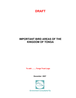 Important Bird Areas of the Kingdom of Tonga