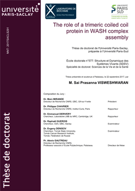 The Role of a Trimeric Coiled Coil Protein in WASH Complex Assembly