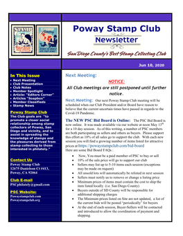 Poway Stamp Club Newsletter