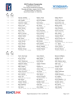 2020 Wyndham Championship Sedgefield Country Club First And