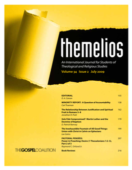 An International Journal for Students of Theological and Religious Studies Volume 34 Issue 2 July 2009