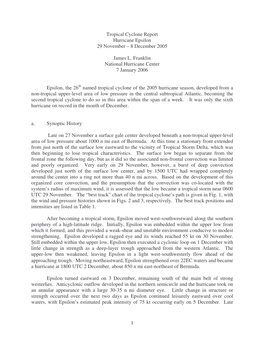 1 Tropical Cyclone Report Hurricane Epsilon 29 November – 8 December 2005 James L. Franklin National Hurricane Center 7 Januar