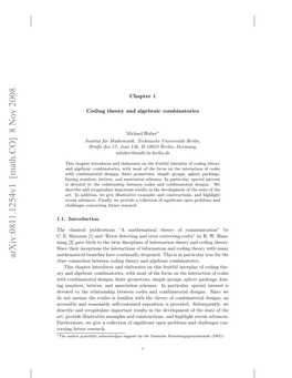 Arxiv:0811.1254V1 [Math.CO] 8 Nov 2008 Utemr,W Ieacleto Fsgicn Pnpolm N Ch and Problems Open Research