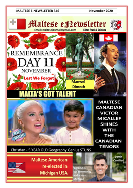 MALTESE E-NEWSLETTER 346 November 2020 1
