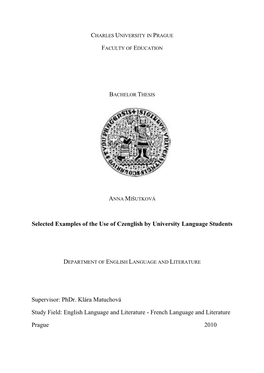 Selected Examples of the Use of Czenglish by University Language Students