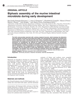 Biphasic Assembly of the Murine Intestinal Microbiota During Early Development