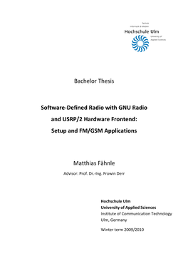 Bachelor Thesis Software-Defined Radio with GNU Radio and USRP/2