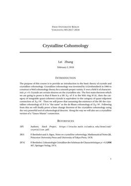 Crystalline Cohomology