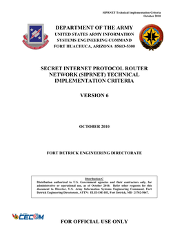 SIPRNET Technical Implementation Criteria October 2010