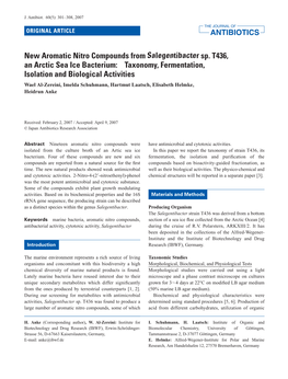 New Aromatic Nitro Compounds from Salegentibacter Sp. T436, an Arctic Sea Ice Bacterium