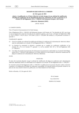 Decisión De Ejecución De La Comisión, De 22 De Agosto De 2018, Relativa