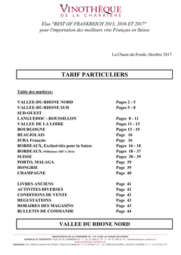 Tarif Particuliers