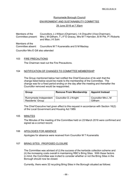 Runnymede Borough Council ENVIRONMENT and SUSTAINABILITY COMMITTEE 29 June 2016 at 7.30Pm