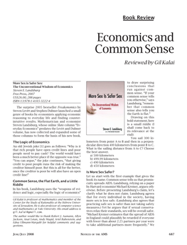Economics and Common Sense Reviewed by Gil Kalai