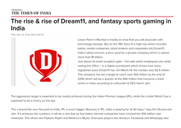 The Rise & Rise of Dream11, and Fantasy Sports Gaming in India