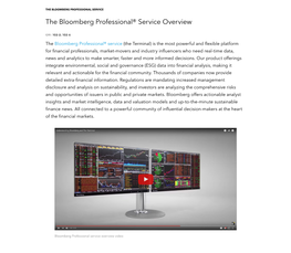 The Bloomberg Professional® Service Overview