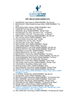 FIRST TIME SAG AWARD NOMINEES 2019 1. IAIN ARMITAGE / Ziggy