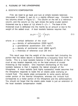 5. FLEXURE of the LITHOSPHERE A. ISOSTATIC COMPENSATION First, We Need to Go Back and Look at Simple Isostatic Balances (Discuss