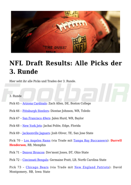 NFL Draft Results: Alle Picks Der 3