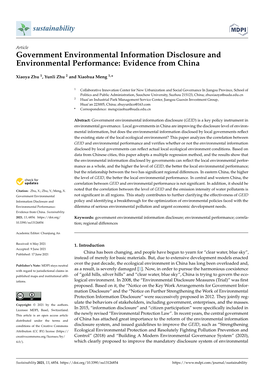 Government Environmental Information Disclosure and Environmental Performance: Evidence from China