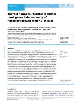 Thyroid Hormone Receptor Regulates Most Genes Independently of ﬁbroblast Growth Factor 21 in Liver