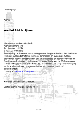 Archief B.M. Huijbers