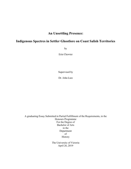 Indigenous Spectres in Settler Ghostlore on Coast Salish Territories