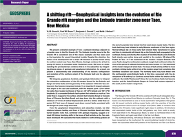 A Shifting Rift—Geophysical Insights Into the Evolution of Rio Grande Rift Margins and the Embudo Transfer Zone Near Taos, GEOSPHERE; V