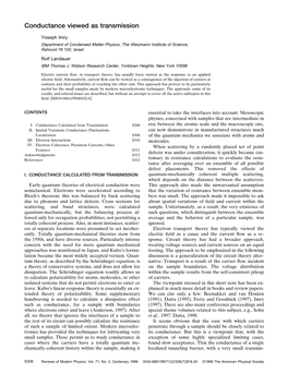 Conductance Viewed As Transmission