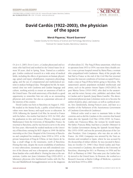 David Cardús (1922–2003), the Physician of the Space