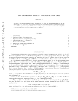 Arxiv:1905.07928V1 [Math.RT]