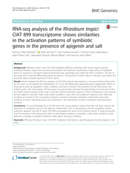 RNA-Seq Analysis of the Rhizobium Tropici CIAT 899 Transcriptome