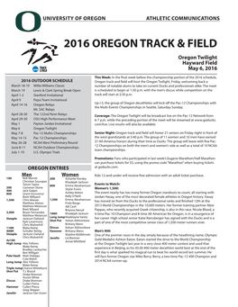2016 Oregon Track & Field