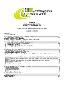 Agenda General Council Meeting Monday 16 November 2009