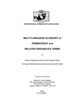 MULTI-LANGUAGE GLOSSARY of PERMAFROST and RELATED GROUND-ICE TERMS