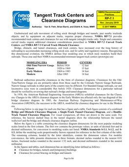 NMRA RP-7.1 Tangent Track Centers & Clearance Diagrams