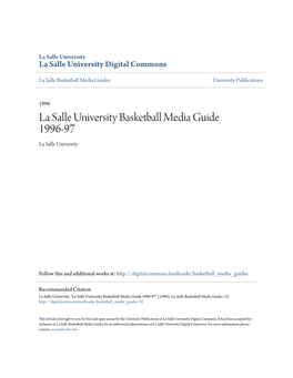 La Salle University Basketball Media Guide 1996-97 La Salle University