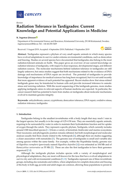 Radiation Tolerance in Tardigrades: Current Knowledge and Potential Applications in Medicine