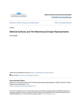 Minimal Surfaces and the Weierstrass-Enneper Representation