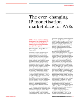 The Ever-Changing IP Monetisation Marketplace for Paes